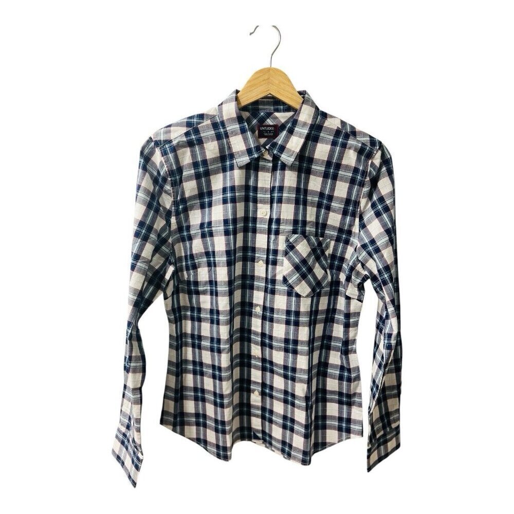Untuckit Sorbo Button Up Shirt Womens 18 Plaid Long Sleeve Top Preppy Tartan NWT